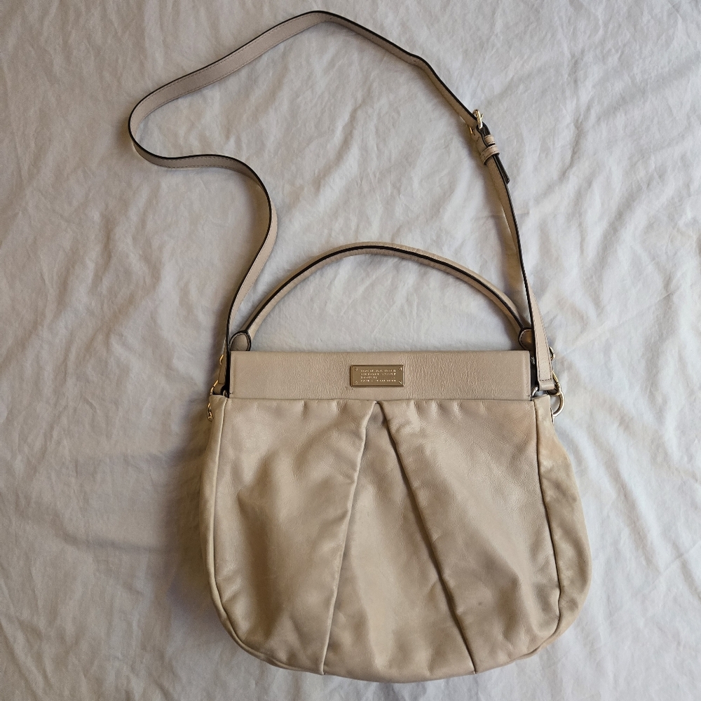 Marc by Marc Jacobs Beige Grey Leather Marchive Hilli Hobo Shoulder Crossbody